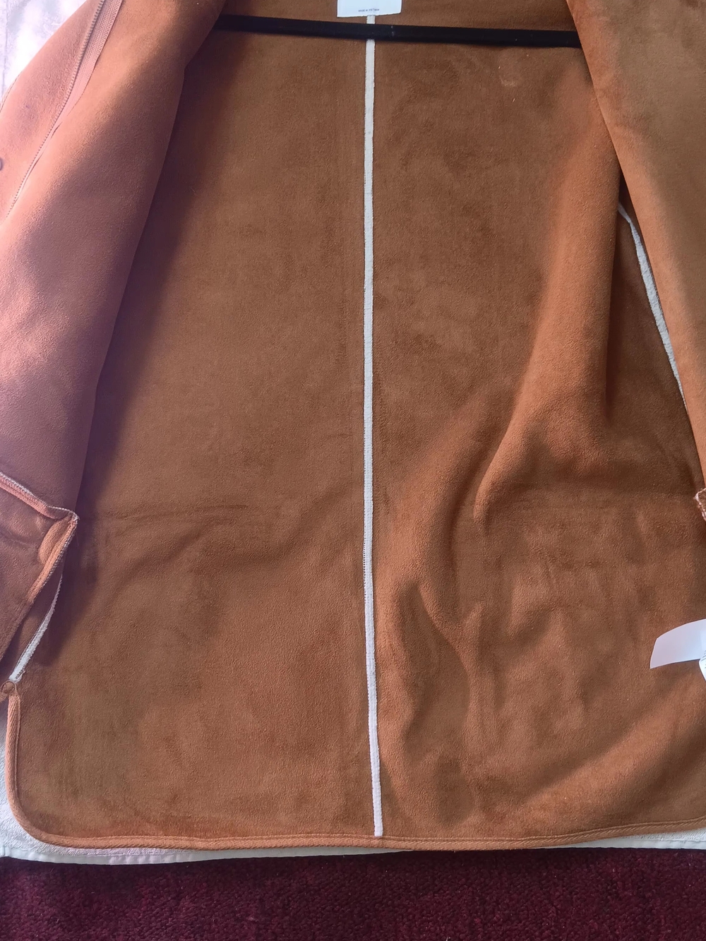 Women's Suede Shearling Coat - Tan